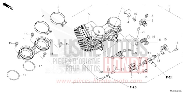 THROTTLE BODY for Transalp 750 ROSS WHITE (NH196) from 2023